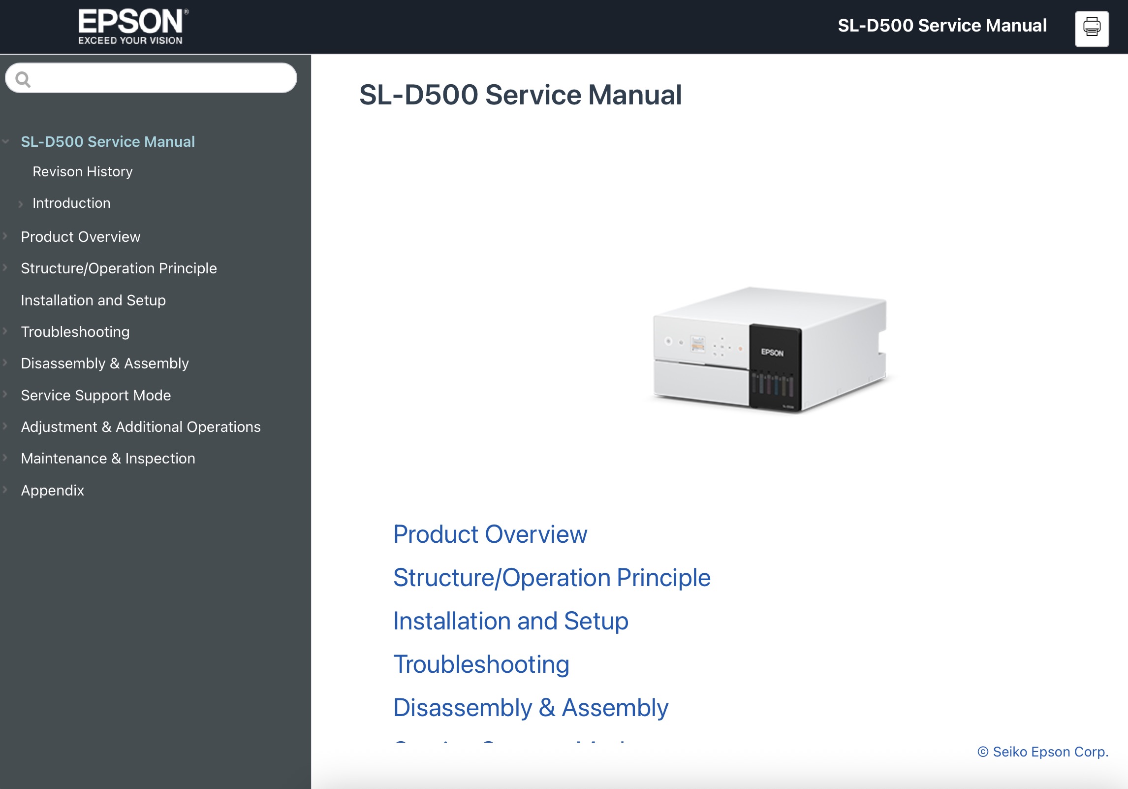 Epson <b>Sure Lab SL-D500 </b> printer Service Manual  <font color=red>New!</font>